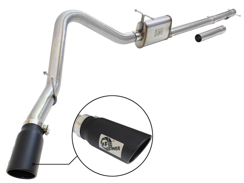 aFe MACHForce XP Exhaust 3in-3.5in SS Single Side Ext CB w/ Black Tip 99-04 Ford F150 V8 5.4L/6.8L Catback aFe