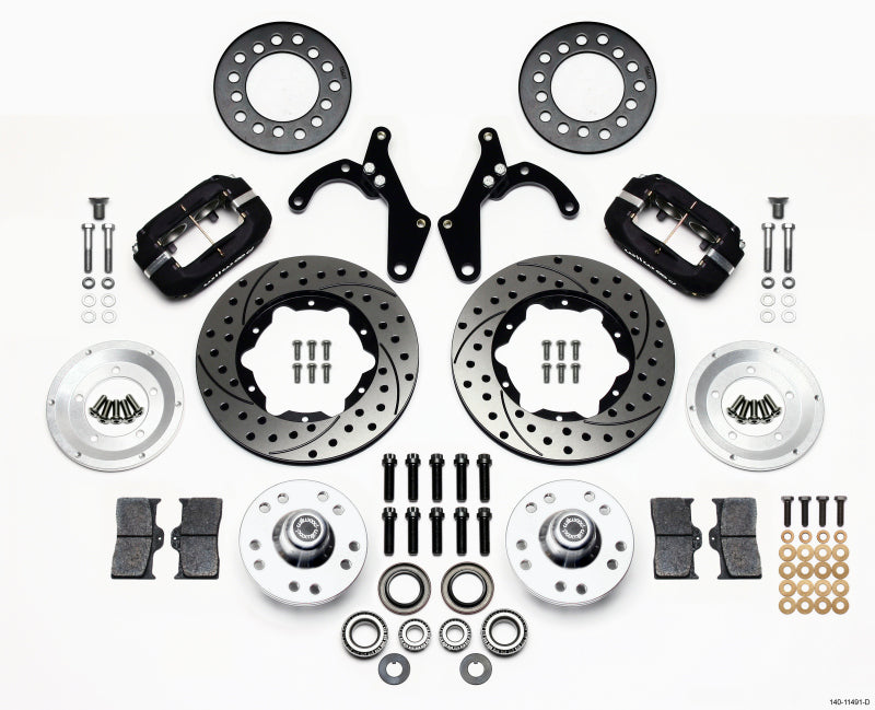 Wilwood Forged Dynalite Front Kit 11.00in Drilled 55-57 Chevy Big Brake Kits Wilwood