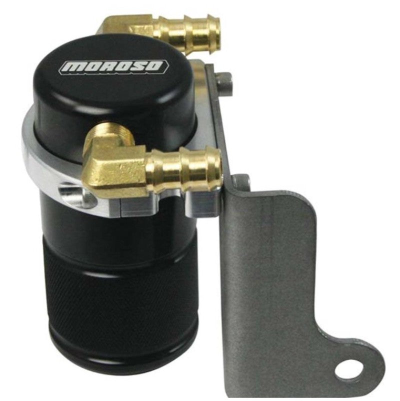 Moroso 06-Up Dodge Charger/Challenger 6.1L Air/Oil Separator Catch Can - Billet Aluminum - Black Oil Catch Cans Moroso
