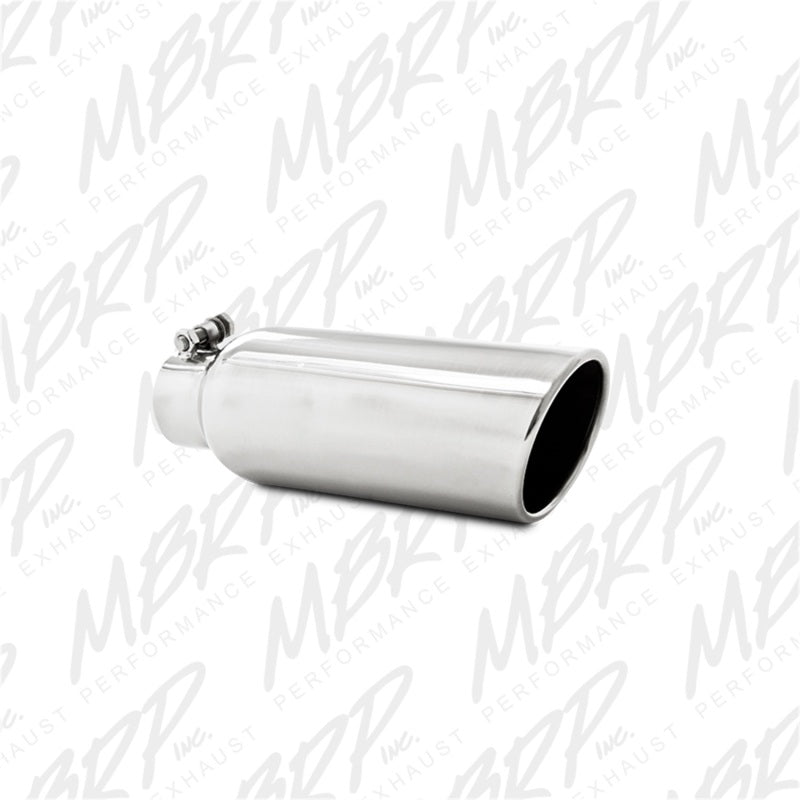 MBRP Universal Tip 4in OD 2.5in Inlet 12in Length Angled Cut Rolled End Clampless No-Weld T304 Steel Tubing MBRP