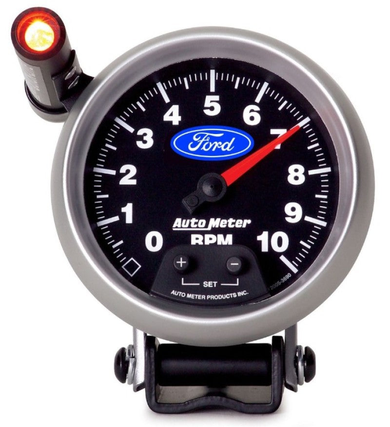 Autometer Ford 3-3/4in. 10K RPM Pedestal w/ Ext. Quick-Lite Tachometer Gauge Gauges AutoMeter