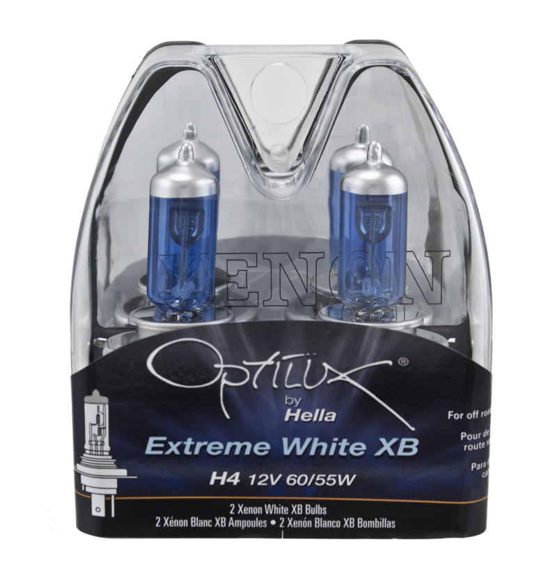 Hella Optilux 12V 60/55W H4/9003 P43t Extreme White XB Bulb (Pair) Bulbs Hella
