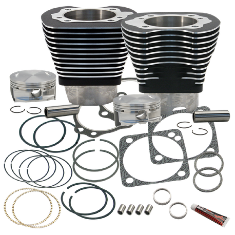 S&S Cycle 84-99 BT 4 1/8in Bore Cylinder & Pistons Kit For S&S V124 Engine - Wrinkle Black Piston Sets - Powersports S&S Cycle