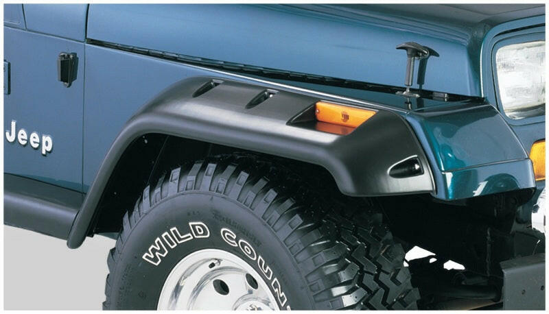 Bushwacker 87-95 Jeep Wrangler Cutout Style Flares 2pc Cutting Optional Not Renegade - Black Fender Flares Bushwacker