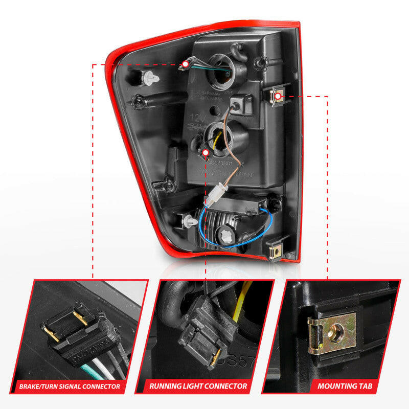 ANZO 04-15 Nissan Titan Full LED Taillights Chrome Housing Red/Clear Lens Tail Lights ANZO