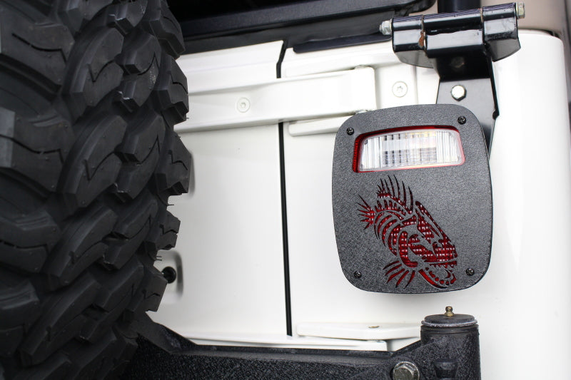 Fishbone Offroad Jeep Wrangler CJ YJ TJ Tail Light Covers - Black Textured Powdercoat Light Covers and Guards Fishbone Offroad