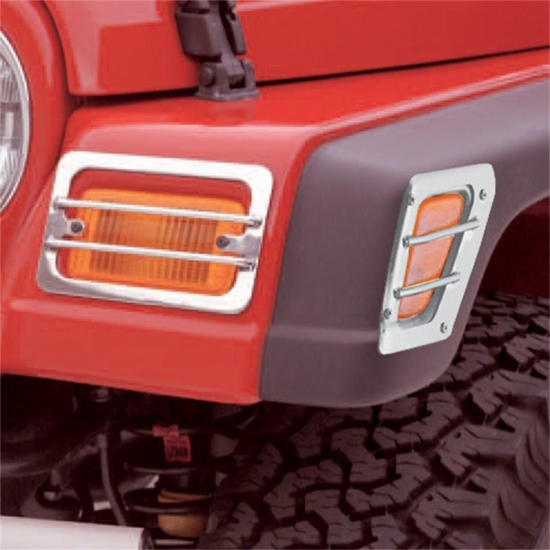 Rugged Ridge 97-06 Jeep Wrangler TJ Stainless Steel Side Marker / Turn Signal Euro Guard Set Light Covers and Guards Rugged Ridge