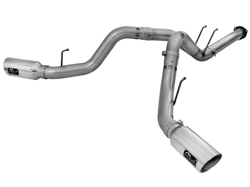 aFe Large Bore-HD 4in 409 Stainless Steel DPF-Back Exhaust w/Polished Tips 15-16 Ford Diesel Truck DPF Back aFe