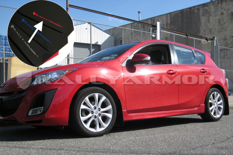 Rally Armor 10-13 Mazda3/Speed3 (Hatch/Sedan) Black UR Mud Flap w/Red Logo Mud Flaps Rally Armor