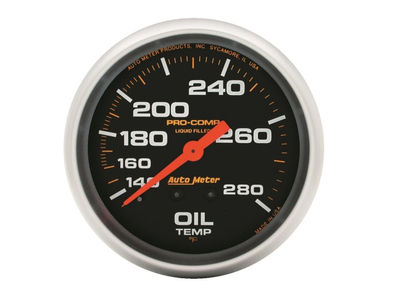 Autometer Liquid Filled Mechanical 66.7mm 140-280 deg F Oil Termperature Gauge Includes 12 ft Tubing Gauges AutoMeter