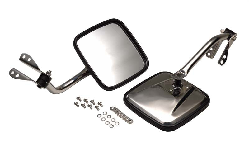 Kentrol 55-86 Jeep CJ Mirror Kit Pair - Polished Silver Doors Kentrol