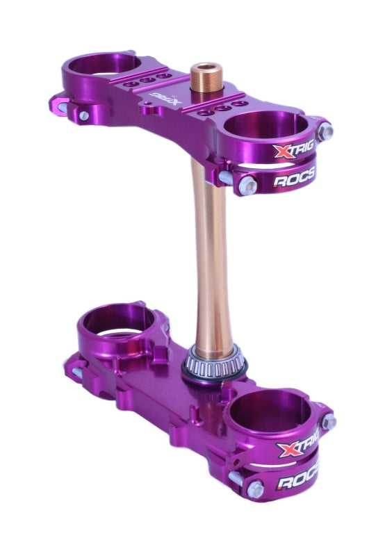 XTrig 06+ Yamaha YZ 125 ROCS Tech Triple Clamp 25 mm. Offset M12 - Purple Clamps XTrig