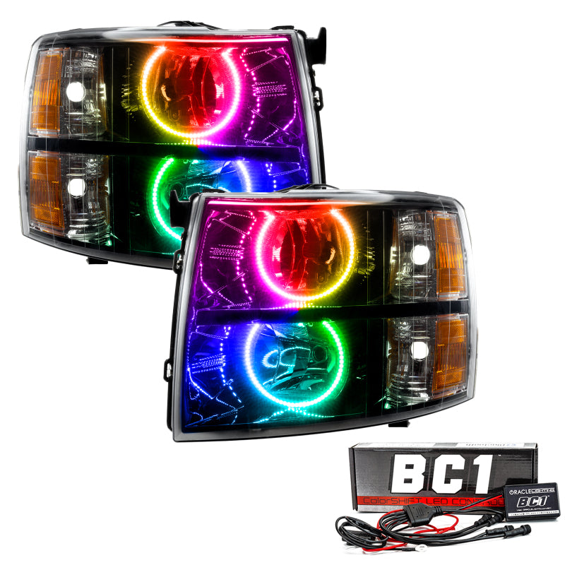 Oracle 07-13 Chevy Silverado SMD HL - Blk - Round Style - ColorSHIFT w/ BC1 Controller Headlights ORACLE Lighting
