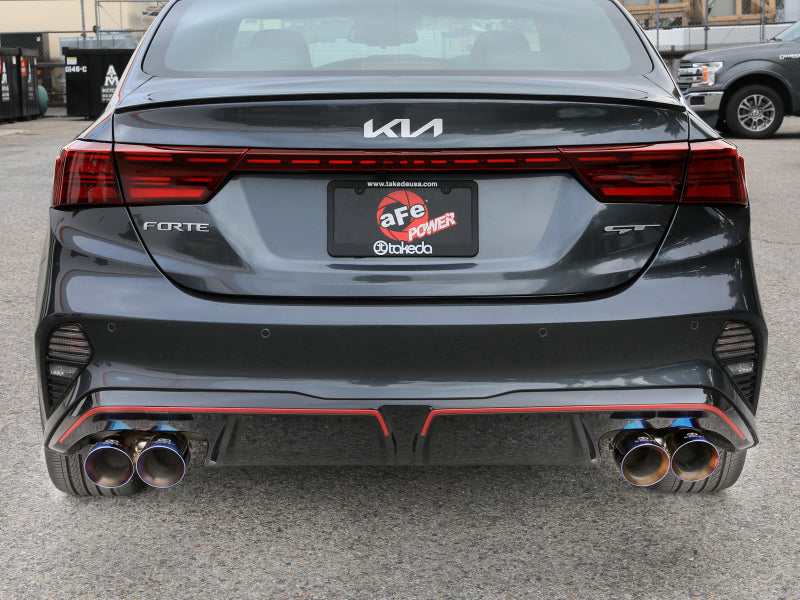 aFe 22-24 Kia Forte GT 1.6L 3in-2.5in 304 Stainless Steel Axle-Back Exhaust w/ Blue Flame Tips Axle Back aFe
