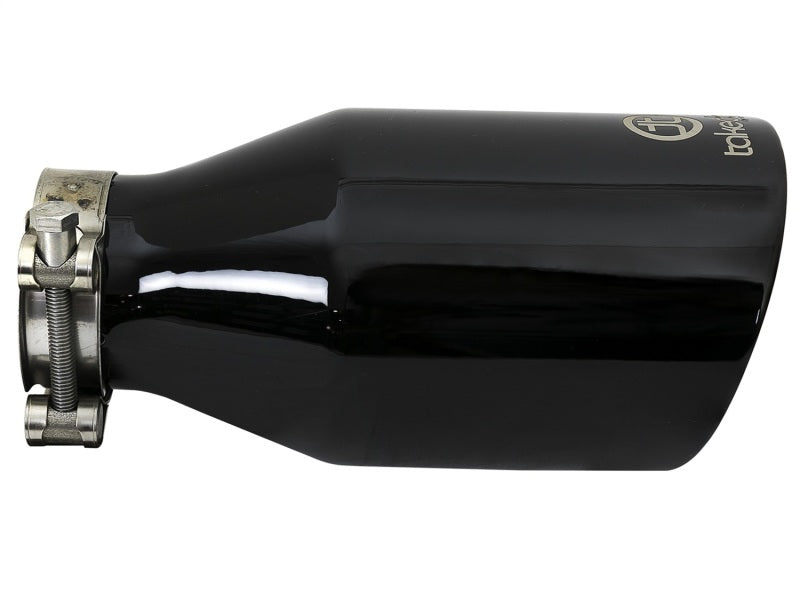 aFe Takeda 409 SS Clamp-On Exhaust Tip 2.5in. Inlet / 4.5in. Outlet / 9in. L - Black Tips aFe