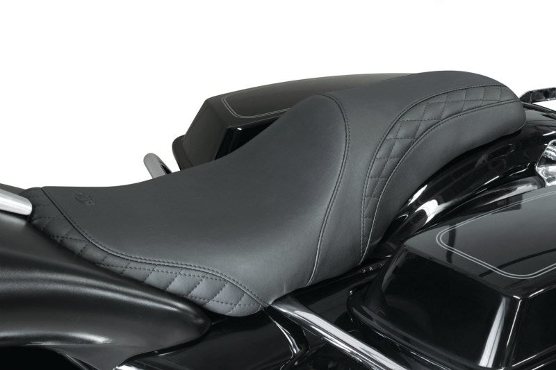 Mustang 08-21 Harley Electra Glide,Rd Glide,Rd King Tripper Fastback 1PC Seat w/Diam Stitch - Black One-Piece Motorcycle Seats Mustang Motorcycle
