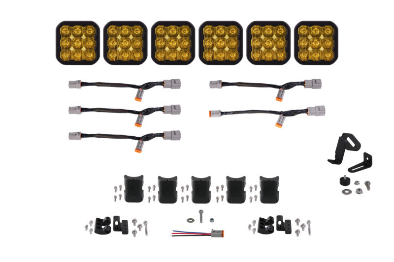 Diode Dynamics SS5 Pro Universal CrossLink 6-Pod Lightbar - Yellow Driving Light Bars & Cubes Diode Dynamics