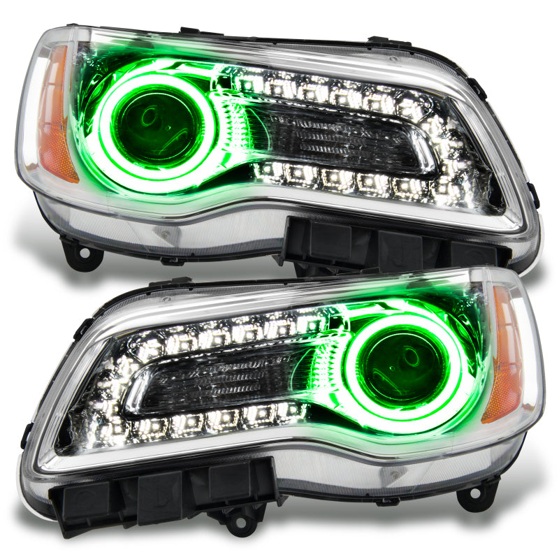 Oracle 11-14 Chrysler 300C NON HID LED Halo Headlights Chrome Housing - Green Headlights ORACLE Lighting