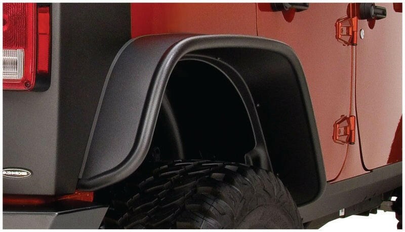 Bushwacker 07-18 Jeep Wrangler Unlimited Flat Style Flares 2pc 4-Door Sport Utility Only - Black Fender Flares Bushwacker