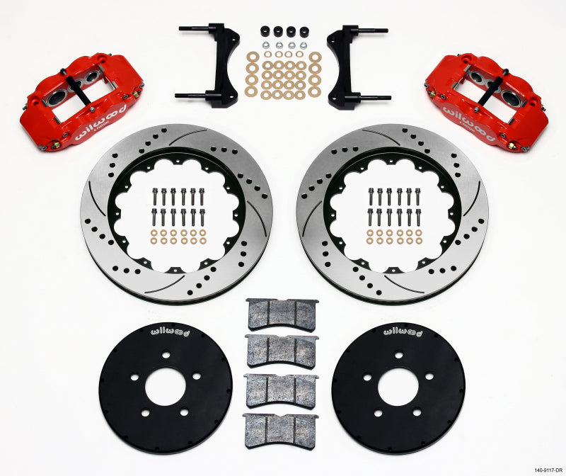 Wilwood Narrow Superlite 6R Front Hat Kit 14.00in Drill Red 1994-2004 Mustang Big Brake Kits Wilwood