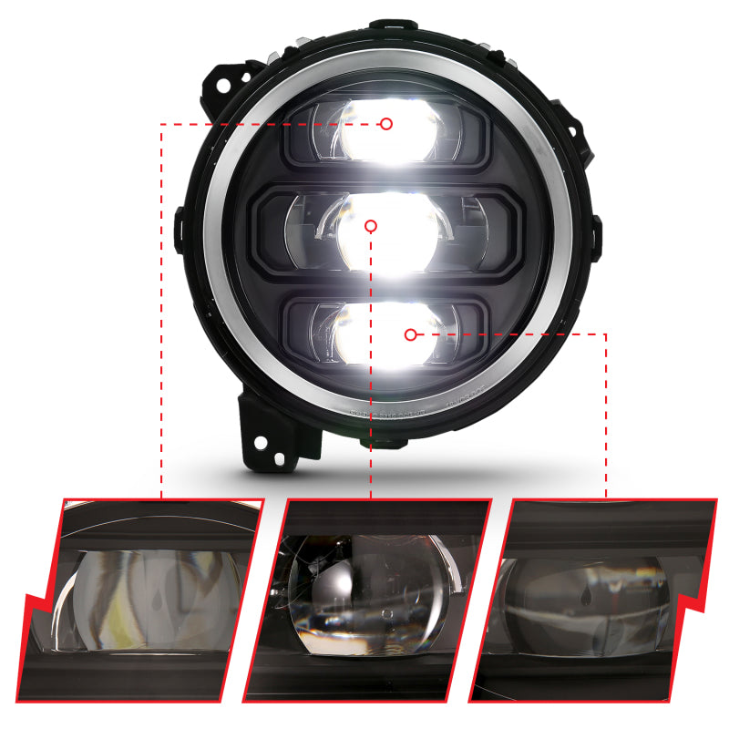 ANZO 2018-2019 Jeep Wrangler Full Led Projector Headlights Black Headlights ANZO