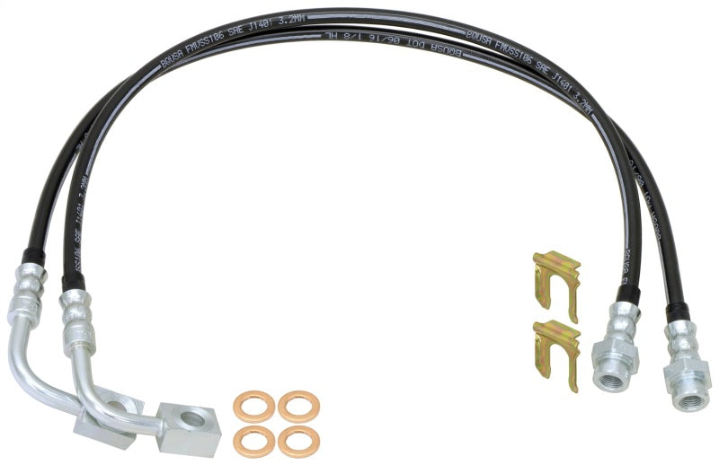 RockJock JK Rear Braided Brake Hose Kit 25.5in Long Brake Line Kits RockJock