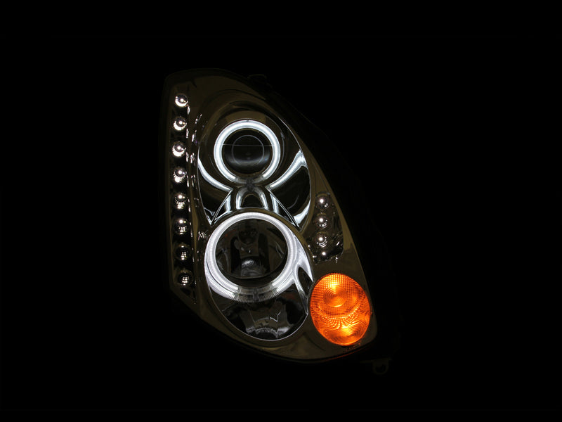 ANZO 2003-2007 Infiniti G35 Projector Headlights w/ Halo Chrome (CCFL) (HID Compatible) Headlights ANZO
