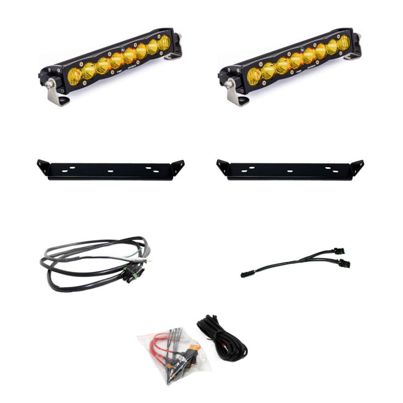 Baja Designs 2021+ Ford Raptor S8 Behind Grill Kit -10in. Amber D/C Light Bars & Cubes Baja Designs