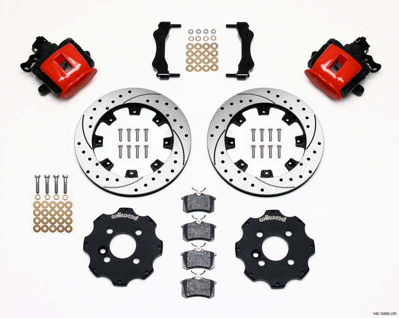 Wilwood Combination Parking Brake Rear Kit 11.75in Drilled Red Mini Cooper Brake Calipers - Perf Wilwood