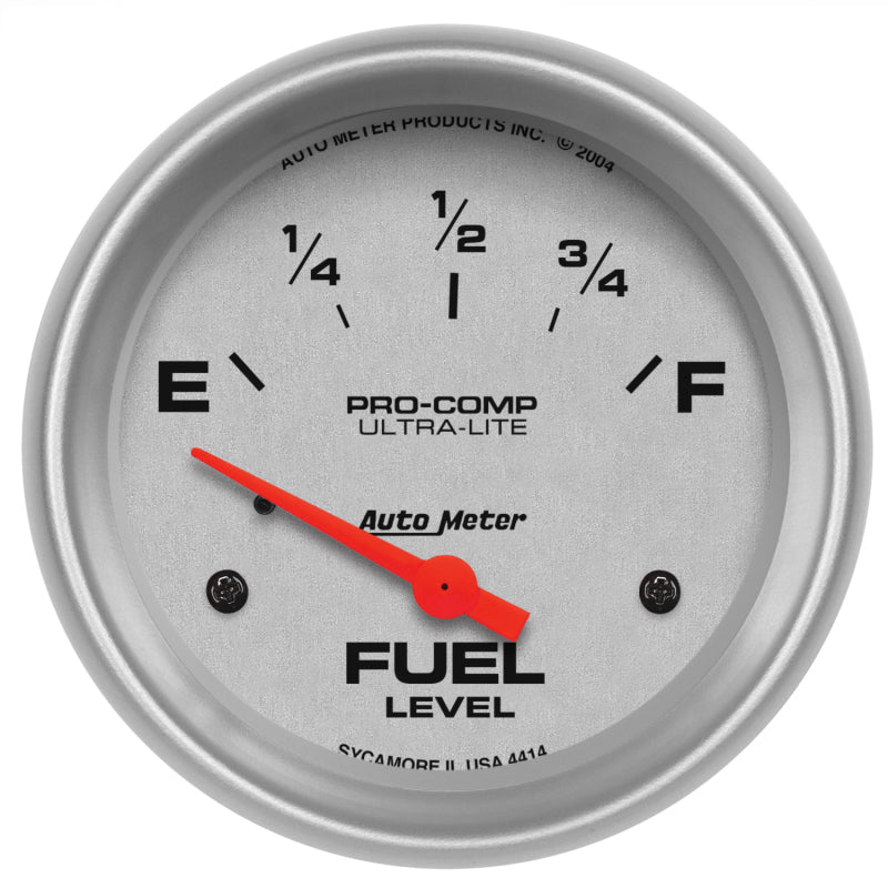 Autometer Ultra-Lite 66.7mm Short Sweep Electronic 0 E/90 F Fuel Level Gauge Gauges AutoMeter