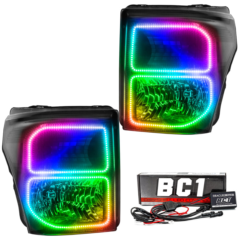 Oracle 11-16 Ford F250/350 LED HL - Black - ColorSHIFT w/ BC1 Controller Headlights ORACLE Lighting