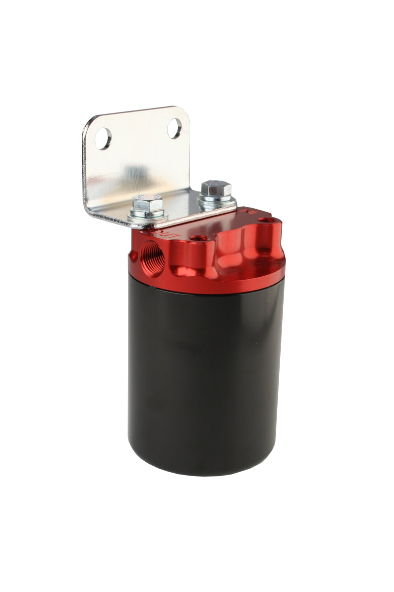 Aeromotive SS Series Billet Canister Style Fuel Filter Anodized Black/Red - 10 Micron Fabric Element Fuel Filters Aeromotive