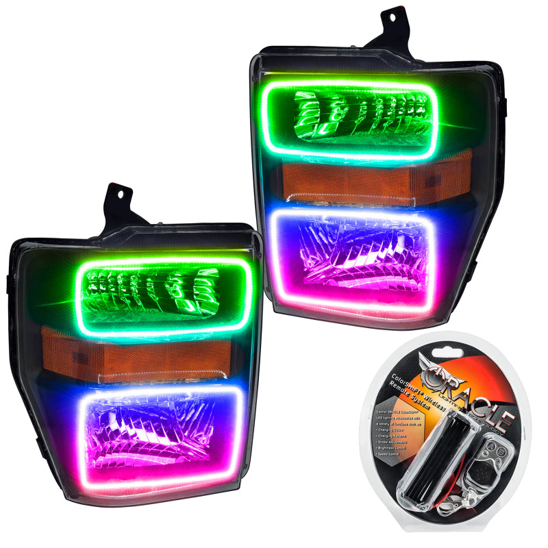 Oracle 08-10 Ford F250/350 LED HL - Black - ColorSHIFT Headlights ORACLE Lighting