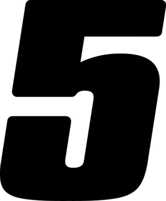 Hardline Dirt Digits 3pk 7 in. - High Gloss Number 5 - Black Stickers/Decals/Banners Hardline