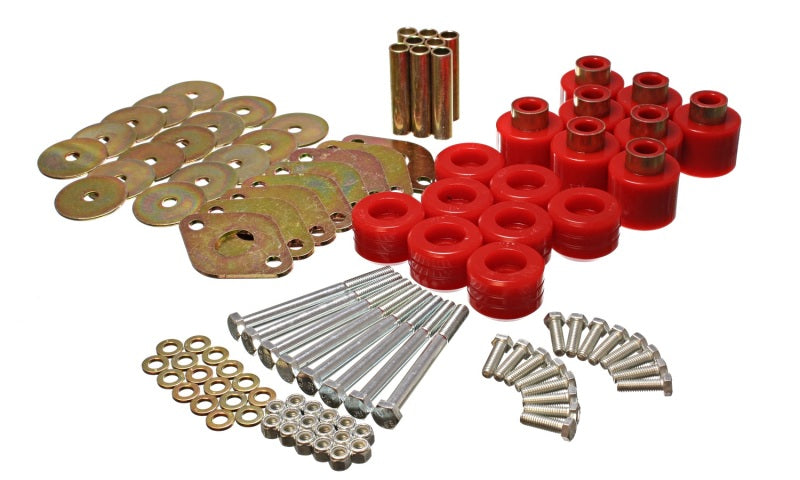 Energy Suspension Body Mount Set 1in Lift W/Hardware - Red Bushing Kits Energy Suspension