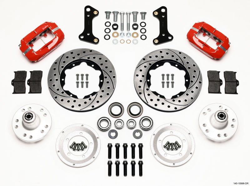 Wilwood Forged Dynalite Front Kit 11.00in Drill-Red 67-69 Camaro 64-72 Nova Chevelle Big Brake Kits Wilwood