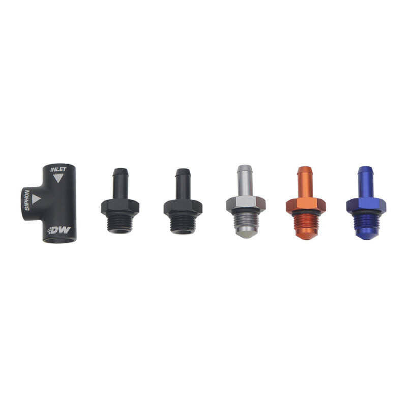 DeatschWerks Universal Venturi Siphon Jet 5/16in Hose Barb to 6AN ORB Female - Anodized Matte Black Fittings DeatschWerks