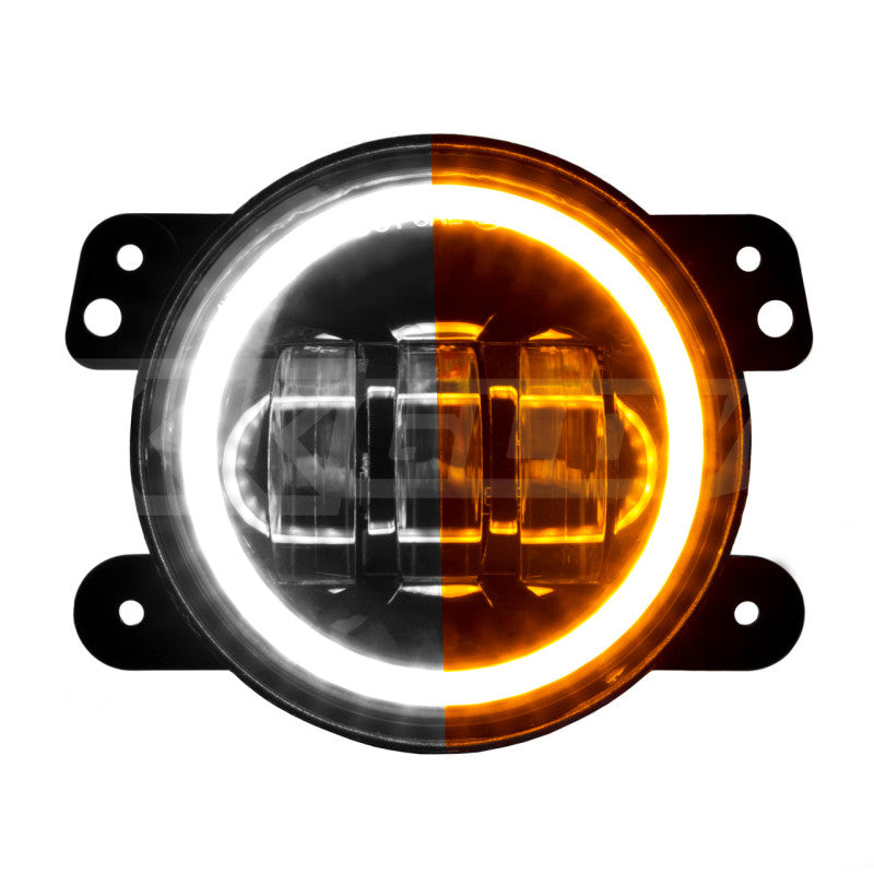 XK Glow 4in Fog Light JEEP 2pc Kit w/ Switchback Halo White DRL + Amber Turn Signal Light Accessories and Wiring XKGLOW