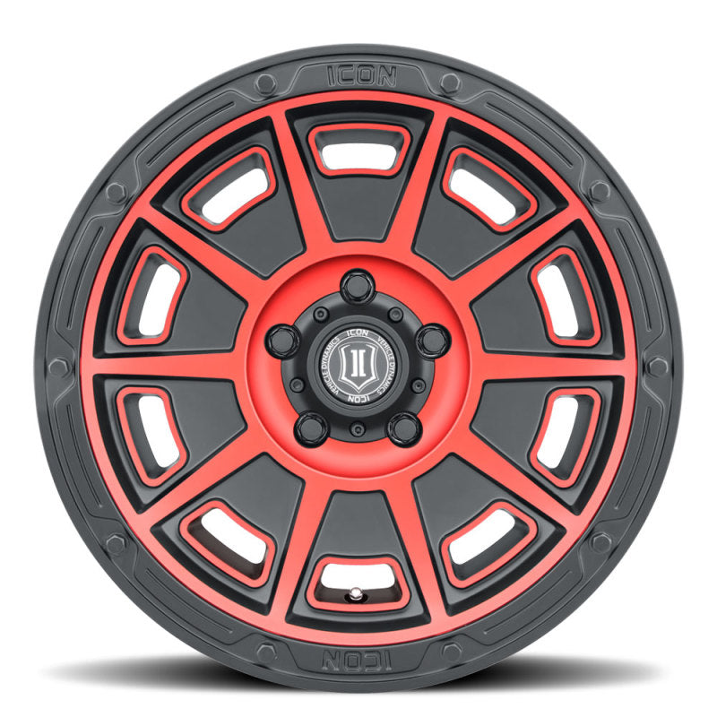 ICON Victory 17x8.5 5x4.5 0mm Offset 4.75in BS Satin Black w/Red Tint Wheel Wheels - Cast ICON