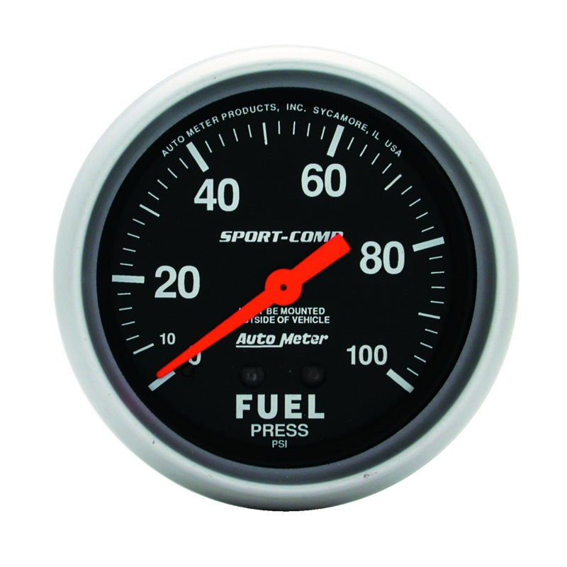 Autometer Sport-Comp 2 5/8in 100psi Mechanical Fuel Pressure Gauge Gauges AutoMeter