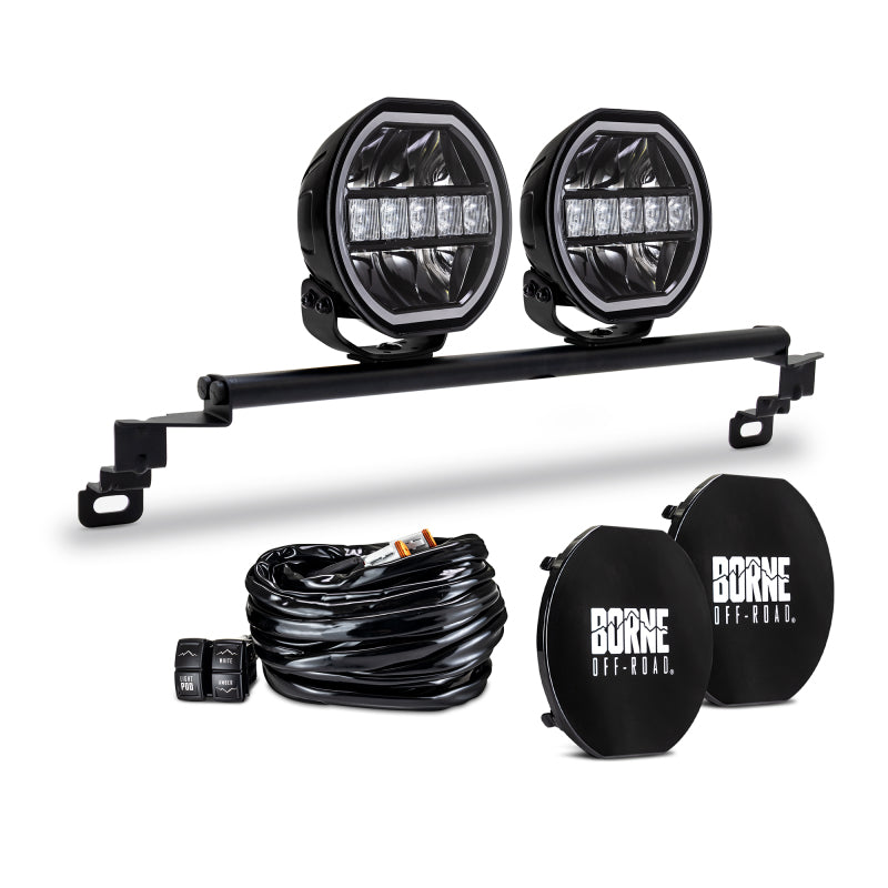 Borne Off-Road 2021+ Ford Bronco Direct Fit Lights - Standard Bumper - 2in x 7in Round Light Bars & Cubes Borne Off-Road