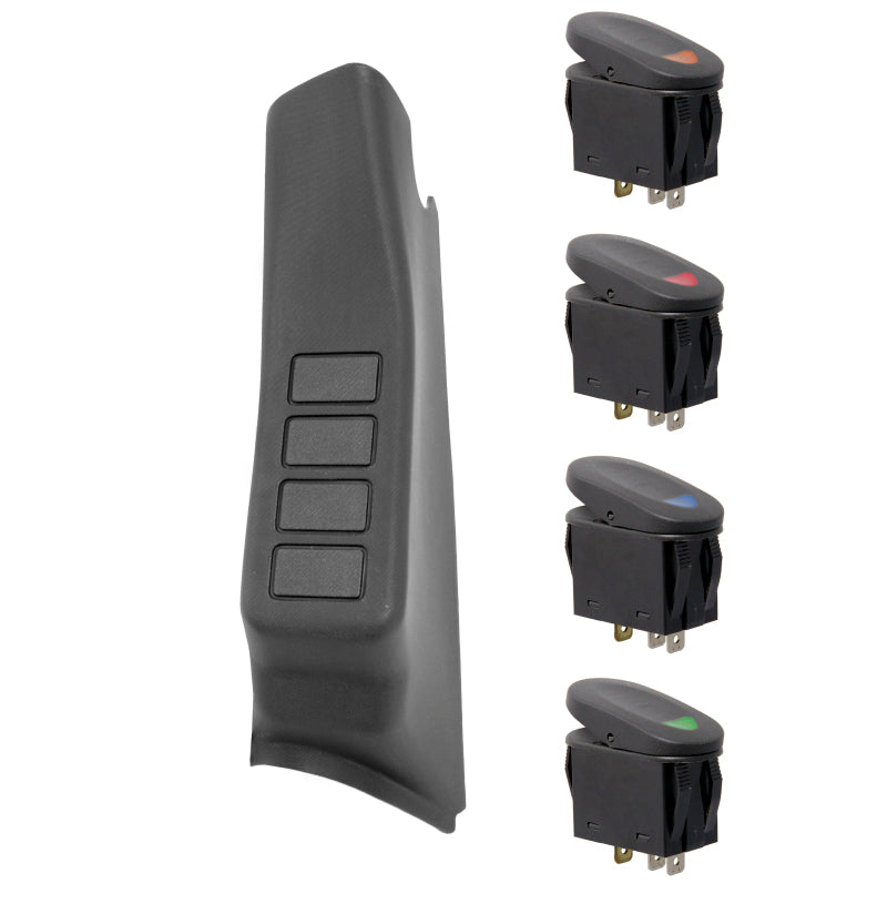 Rugged Ridge A-Pillar 4 Switch Pod Kit Black LHD 11-18 JK Dash & Interior Trim Rugged Ridge
