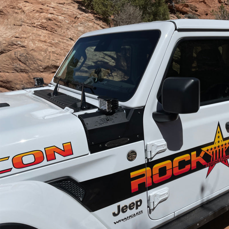 Rock Slide 21-22 Jl/Gladiator: Mojave/Recon/392 Models Jl/Jt Cowl Led Light Pod Brackets Light Accessories and Wiring Rock Slide Engineering