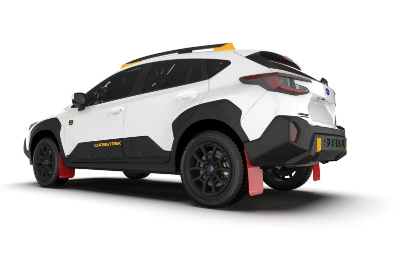 Rally Armor 24-25 Subaru Crosstrek (Wilderness Only) Red UR Mud Flap W/White Logo - No Drilling Req Mud Flaps Rally Armor