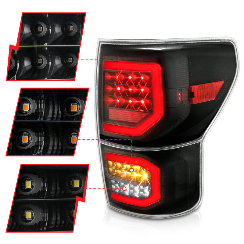 ANZO 2007-2013 Toyota Tundra LED Taillights Plank Style Black w/Clear Lens Tail Lights ANZO