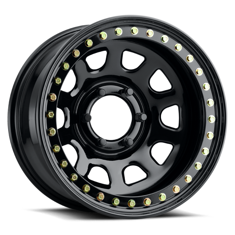 Raceline RT51 Daytona Rock 15x10in/6x139.7 BP/-44mm Offset/107.95mm Bore- Gloss Black Beadlock Wheel Wheels - Steel Raceline