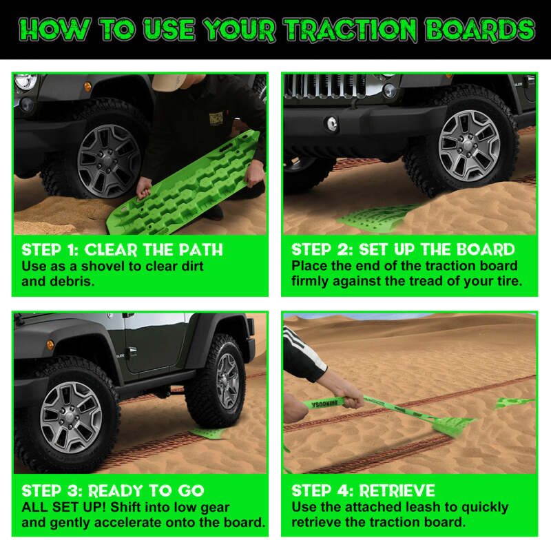 Rhino USA Recovery Traction Boards - Green (Pair) Recovery Boards Rhino USA