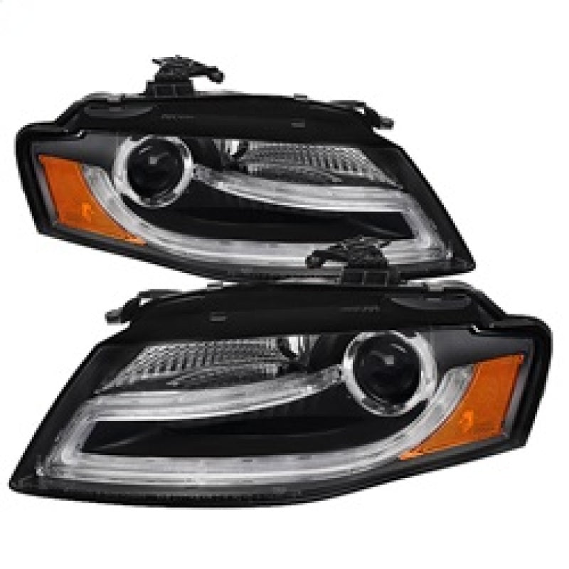 Spyder Audi A4 09-12 Projector Headlights Halogen Model Only - DRL LED Black PRO-YD-AA408-DRL-BK Headlights SPYDER
