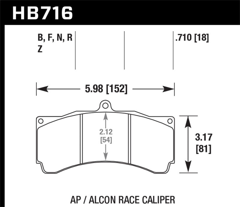 Hawk AP Racing/Alcon Universal DTC-60 Race Brake Pads Brake Pads - Racing Hawk Performance