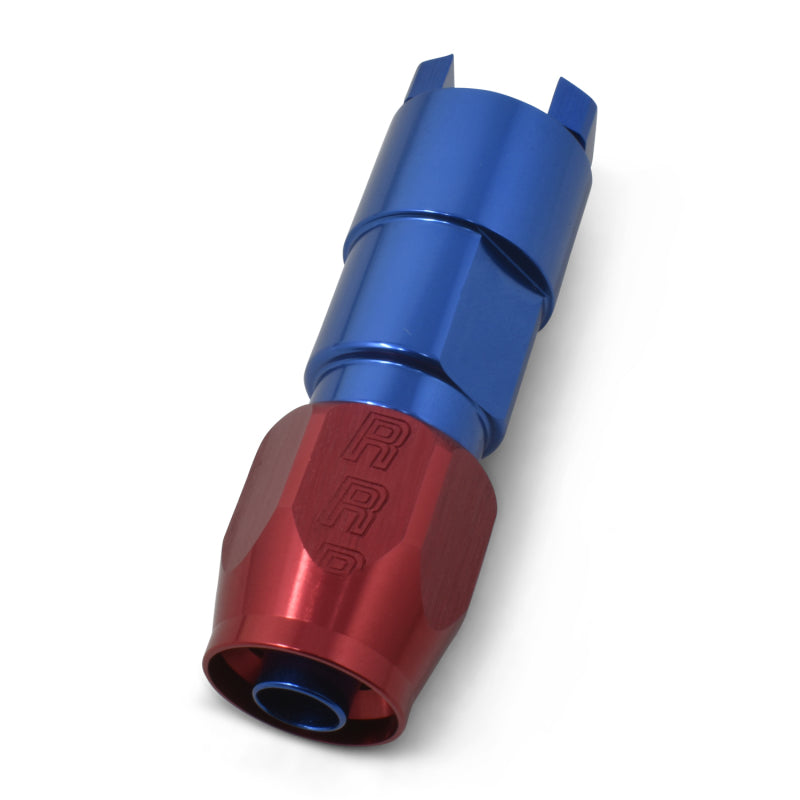 Russell Performance 5/16in SAE Quick Disc Female to -6 Hose Red/Blue Straight Degree Hose End Fittings Russell